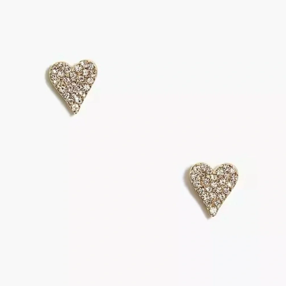 NWT J.Crew Pavé Crystal Heart Stud Earrings Valentine’s Day Pave J. Crew Factory
